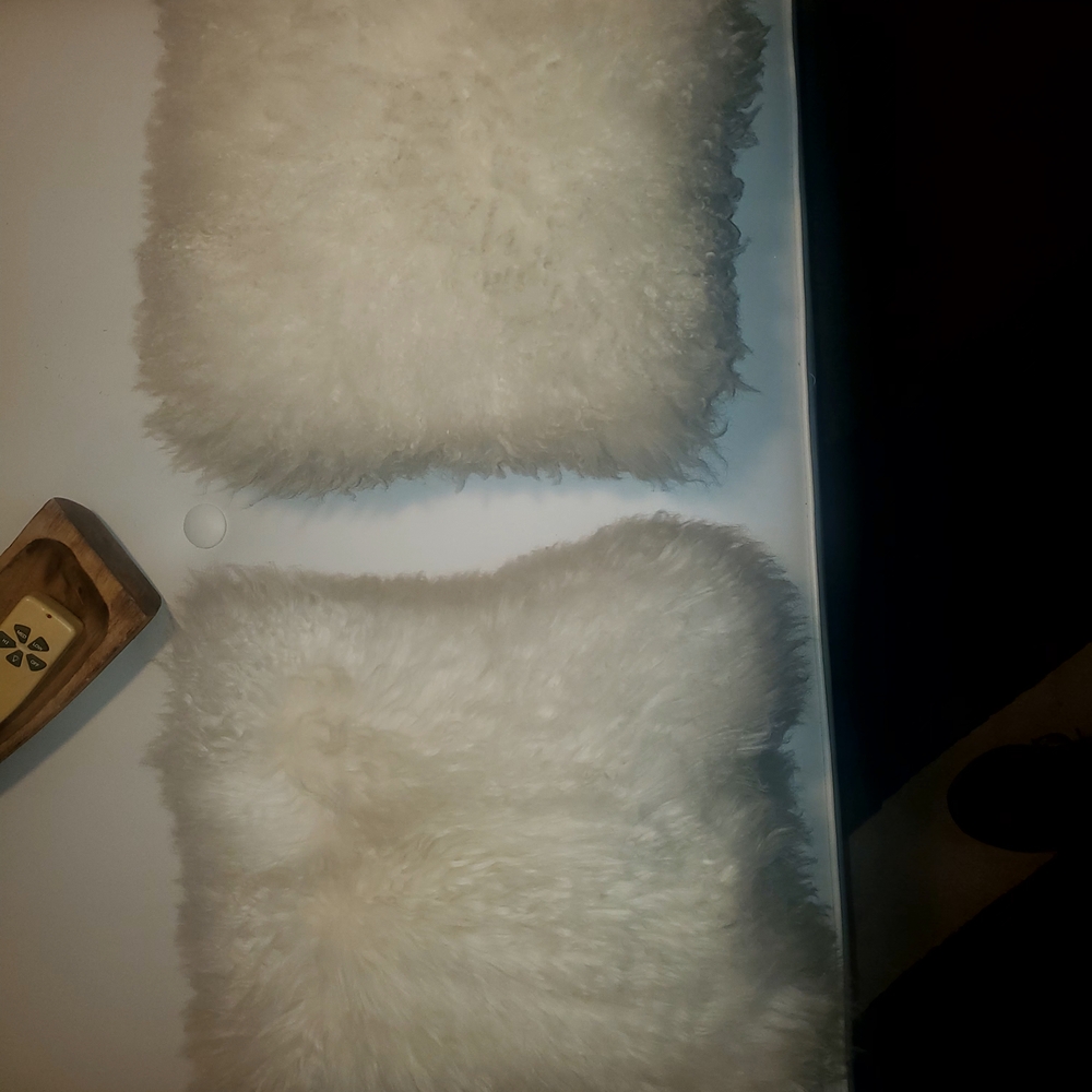 Plush Faux Fur Throw Pillow Set - Cream